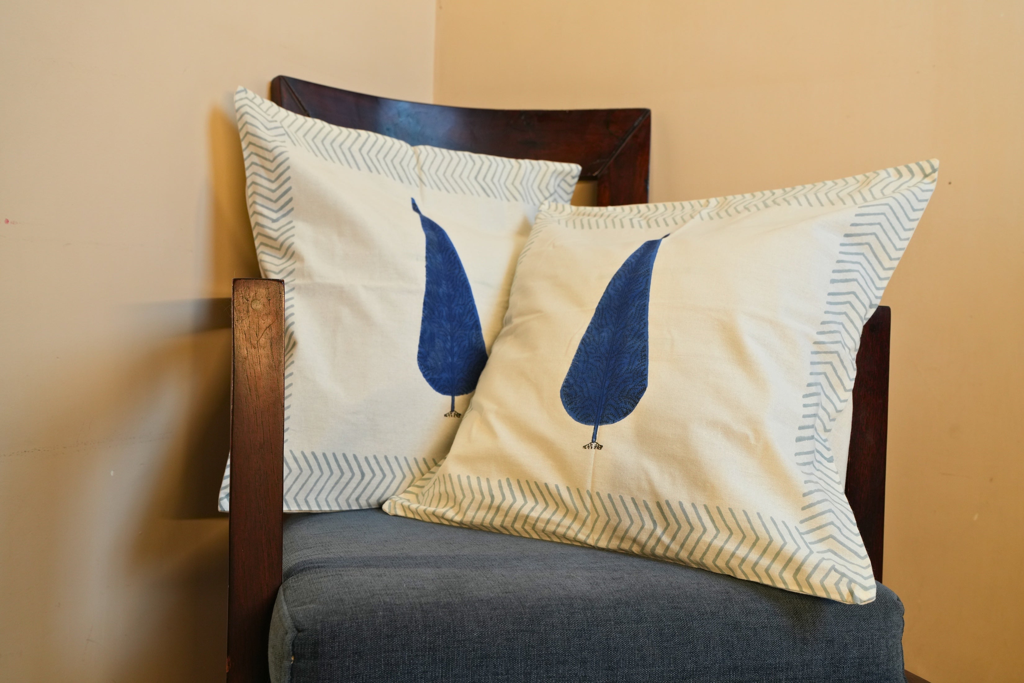 Indigo Drops Cushion Covers