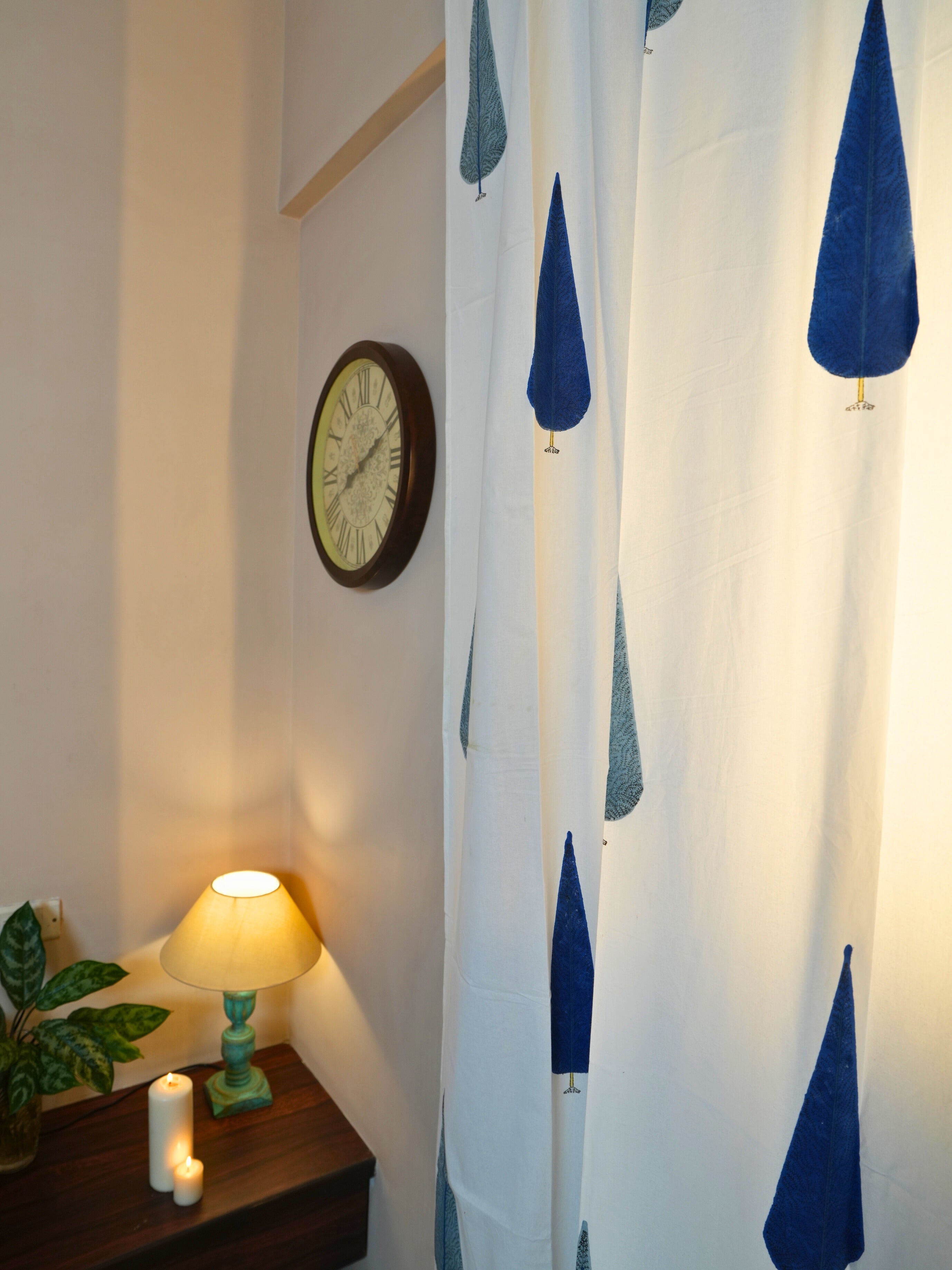 Indigo Drops Cotton Curtain