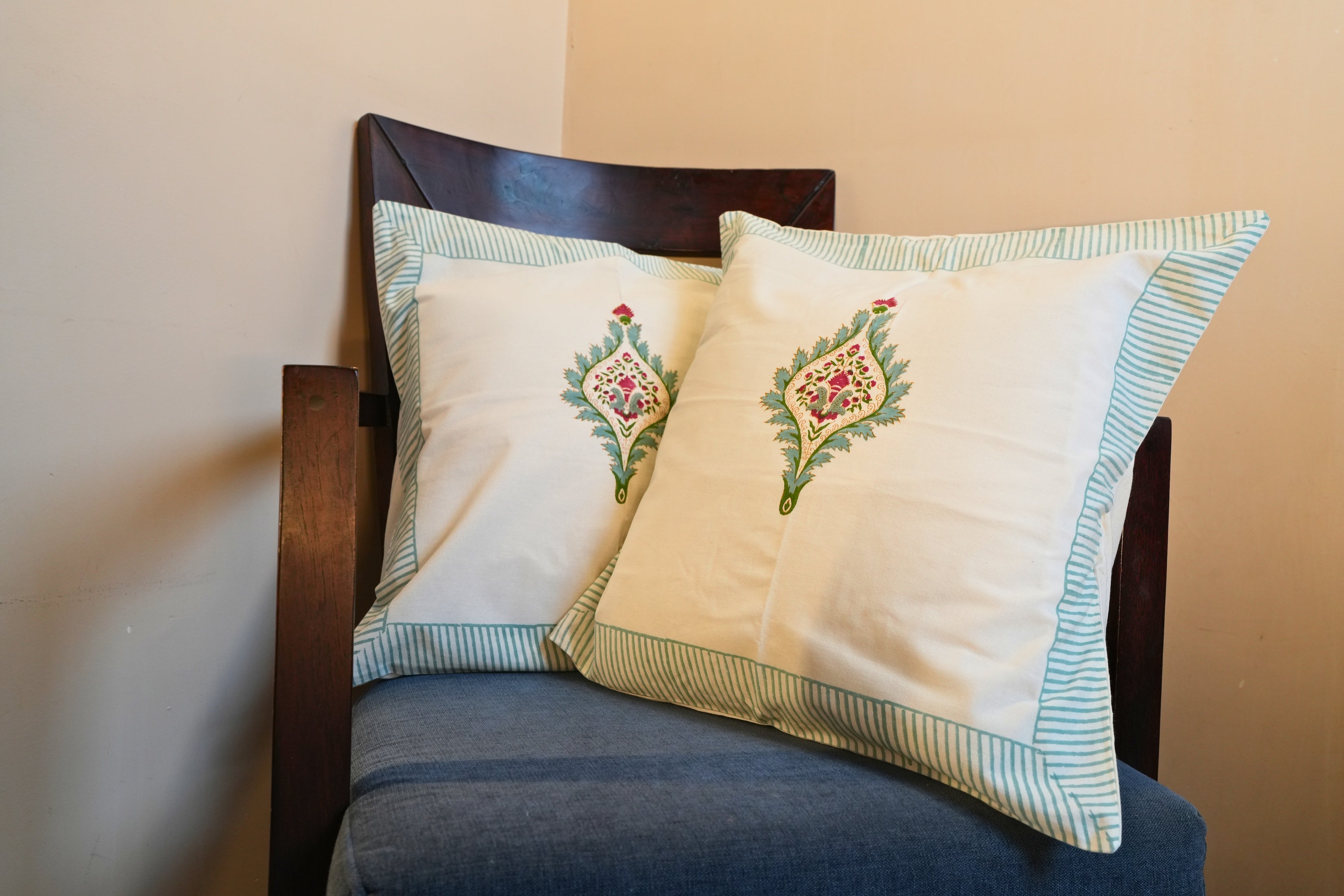 Aqua Bloom Cushion Covers