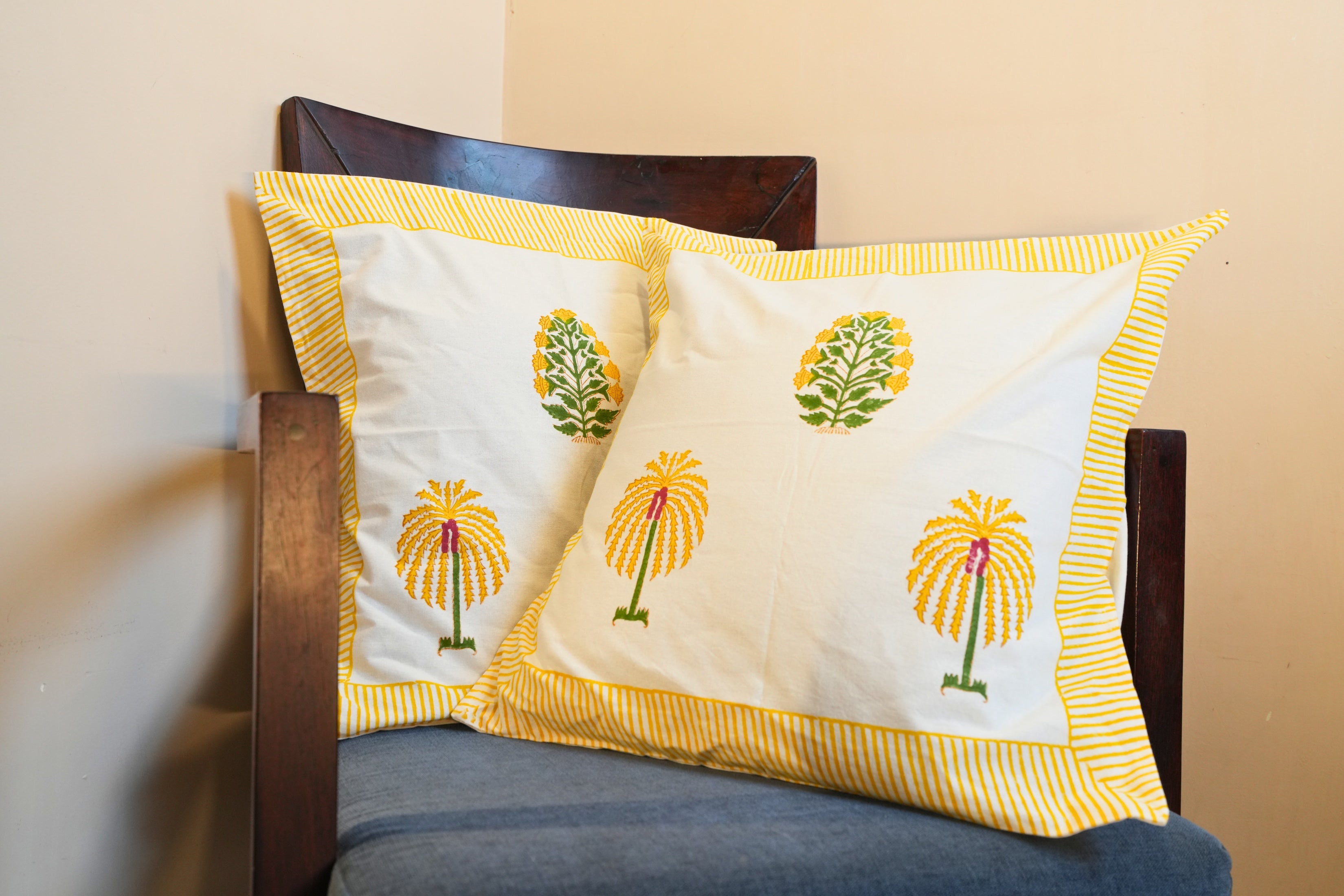 Golden Palm Cushion Covers
